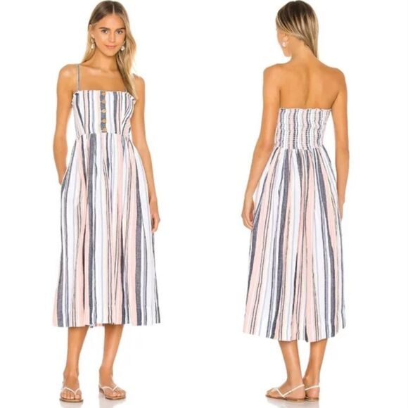 Free People Dresses & Skirts - Free People Lilah Pleat-ed Tube Dress  100% Cotton Poplin Midi size small